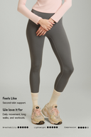 Ash grey high-waist leggings with side pocket, Mile Collective activewear for Indian women