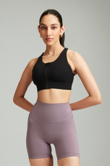Black LevelUp Front Zip Sports Bra