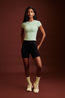 Black OnTheGo gym shorts women can wear for training, workouts, and active lifestyles