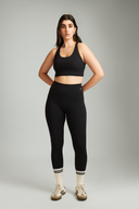 Black high-waist leggings with side pocket, Mile Collective activewear for Indian women