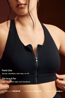 Black LevelUp Front Zip Sports Bra