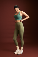 Forest green high-waist leggings with side pocket, Mile Collective activewear for Indian women
