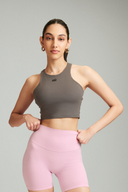 Front view of the Classic Gray cropped tank top for women's activewear