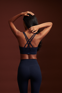 Ink Blue sports bra for gym sessions, yoga, and strength training