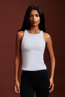 Lilac fitted tank top with a sleek athletic fit for women