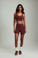 Maroon OnTheGo athletic shorts women can wear for workouts, training, and daily movement