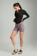 Mauve athletic shorts for women suitable for running, gym training, and outdoor exercise