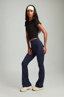 Midnight Blue wide leg workout pants offering flexibility and a flattering silhouette
