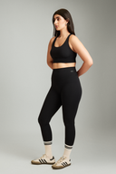 Mile Collective black gym leggings, full-length front view showing high-rise waistband