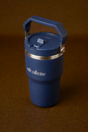 Navy blue sports water bottle with a durable design for fitness