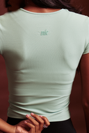 Pistachio OnTheGo fitted tank top style tee offering comfort and unrestricted movement