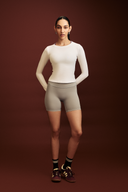Rhino Gray OnTheGo gym shorts women can wear for workouts, training, and active lifestyles