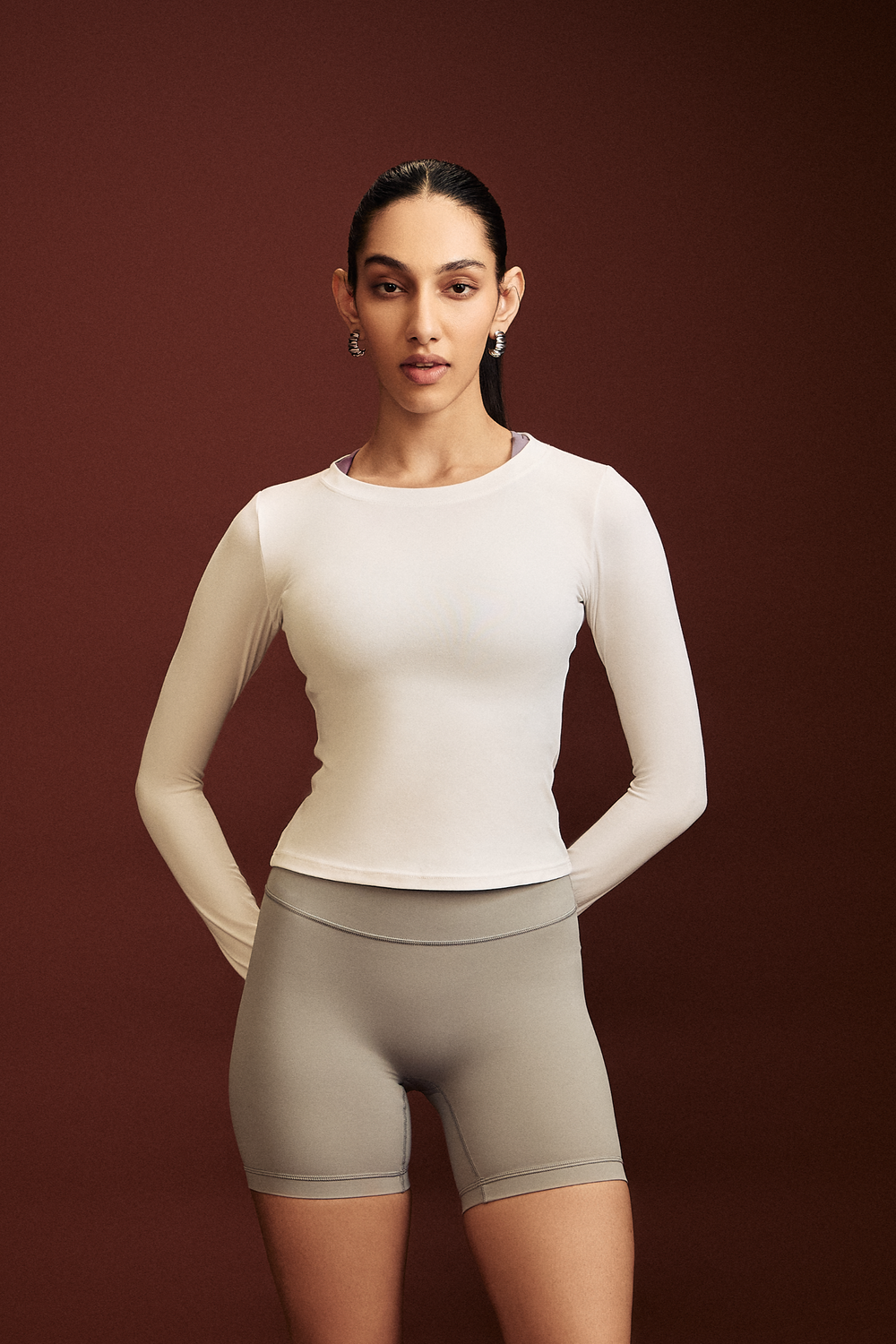 White OnTheGo Fitted Full Sleeves Top