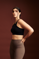 Women's Black cropped tank top for yoga, gym, and everyday wear