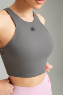 Women's Classic Gray cropped tank top for yoga, training, and everyday wear